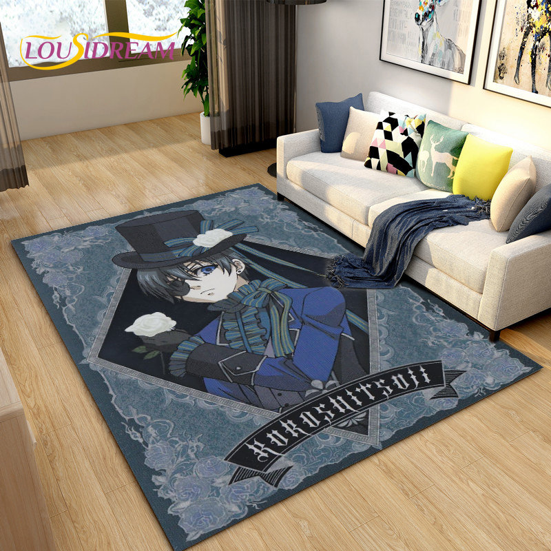Kids Outdoor Play Area - Siyah Butler Anime karikatür alan kilim,