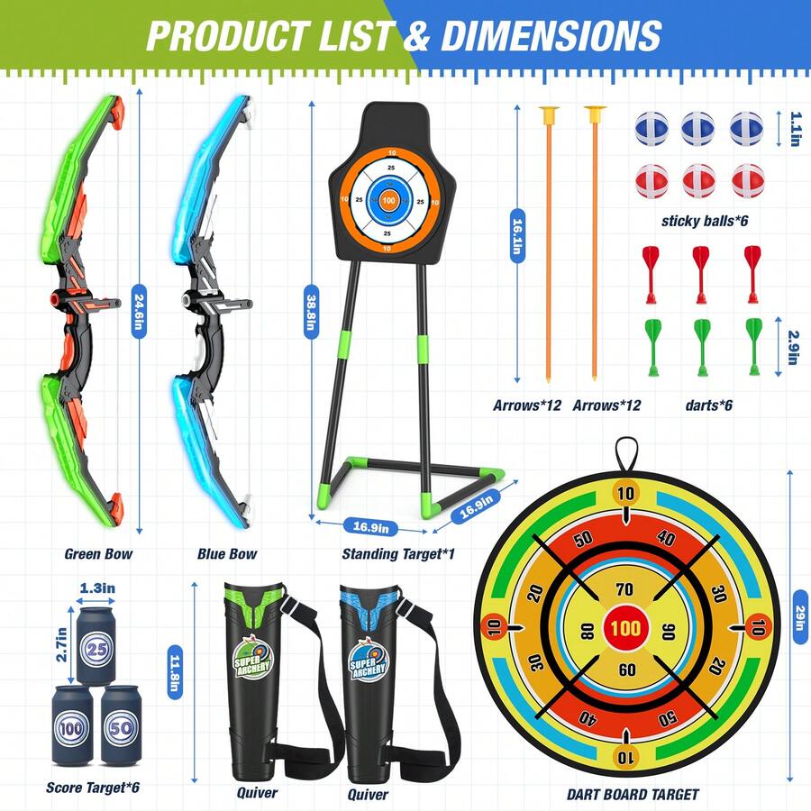 Kids Outdoor Archery Set - 2'li Paket Çocuk Yay ve Ok