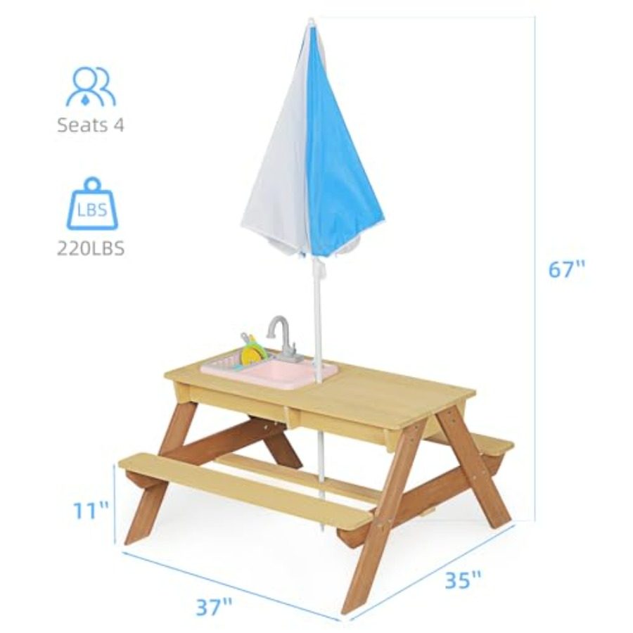 Açık hava çocuk piknik masası, - Kids Outdoor Umbrella For Table incelemesi ve fiyatı