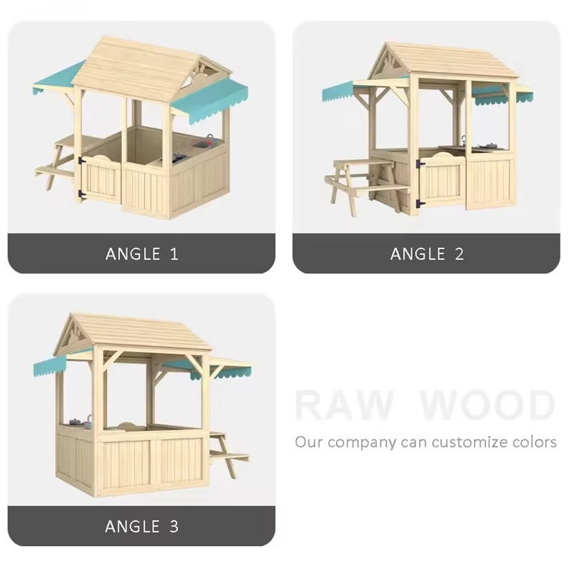 Ahşap Çocuk Oyun Evi, Ahşap Ço - Kids Outdoor House With Kitchen incelemesi ve fiyatı
