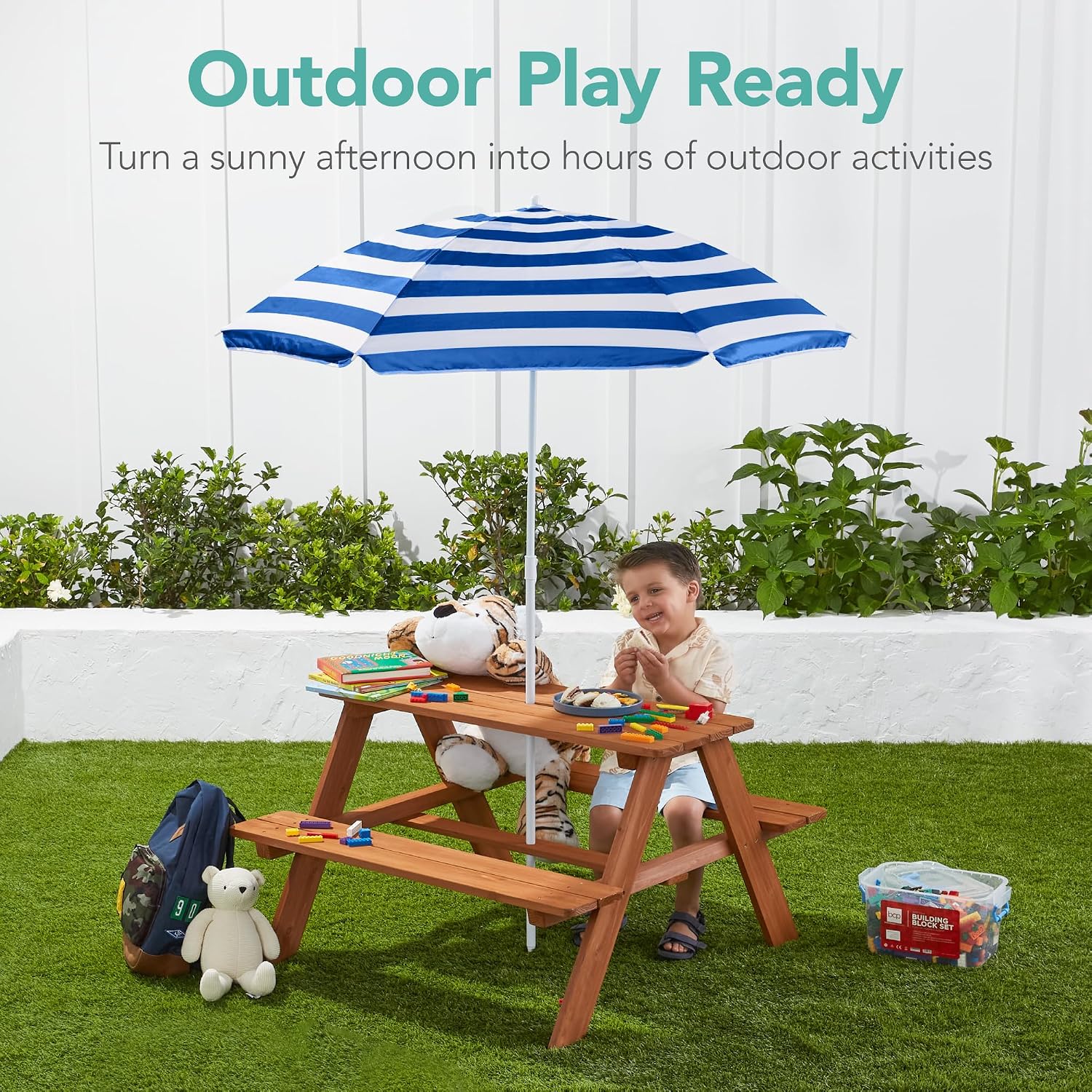 Ahşap Çocuk Piknik Masası ve Ş - Kids Outdoor Umbrella For Table incelemesi ve fiyatı